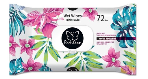 Vlhčené obrúsky PAPILON 72 Tropic Flowers