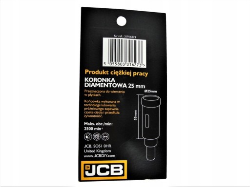 JCB Diamantová dierová píla Rezačka na dlaždice 25 mm