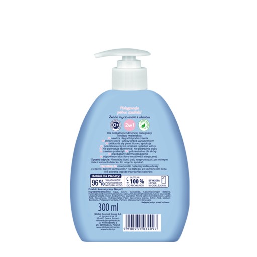 Global Bobini Baby umývací gél na telo a vlasy 300 ml hypoalergénny