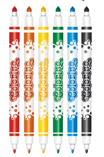 Colorino fixy, obojstranné popisovače, dve hrúbky, 6 kusov 13437PTR