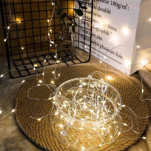 DRÔTOVÉ LAMPY 100 LED BATÉRIÍ BIELY TEPLÝ VIANOČNÝ STROMČEK SVETLO VIANOČNÝ STROMČEK