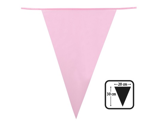 Girlanda pre dievča Dekorácia Vlajky Svetloružová 30 x 20 cm 10 m