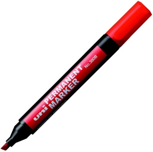 UNI 380 červený skosený permanentný popisovač