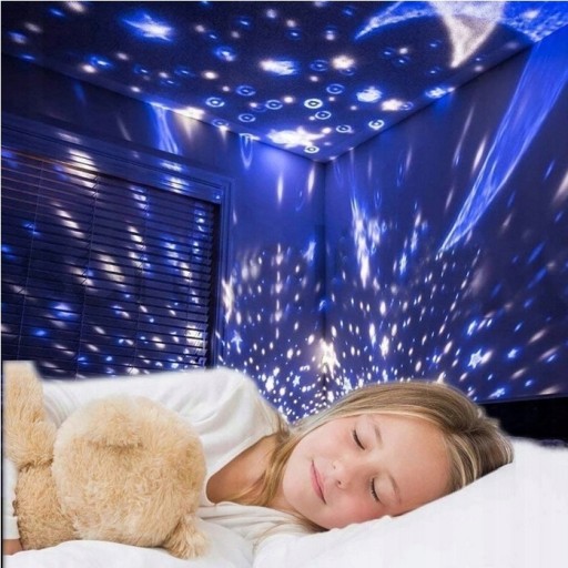 ROTAČNÁ NOČNÁ LAMPA STARS PROJEKTOROVÁ LAMPA 2v1 MODRÁ