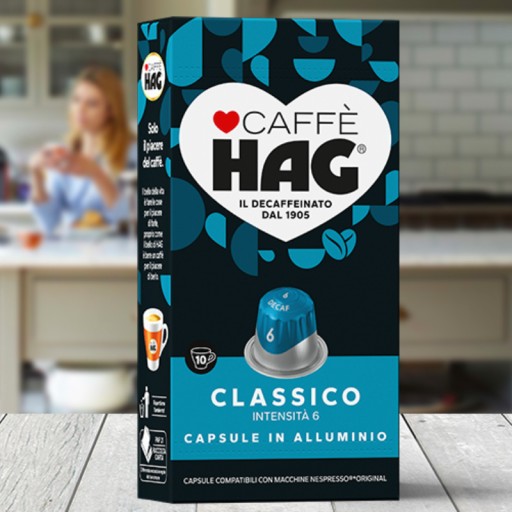 Kapsule pre Nespresso Caffe HAG Classico DECAF 10 - káva bez kofeínu