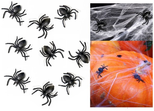 Čierny umelý pavúk pavúk na halloweenske ozdoby na Deň svätého Ondreja x10