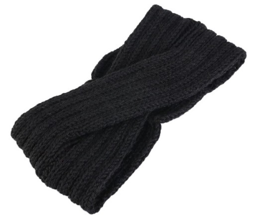 Gumička do vlasov Turban Uzol ČIERNA Teplá jeseň zima uši hrubé