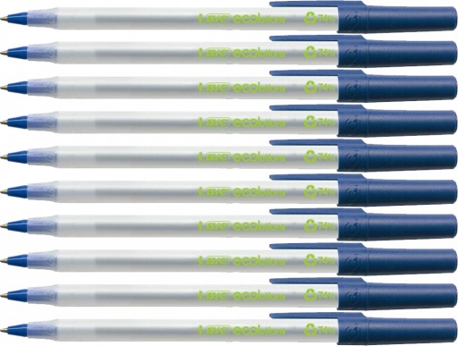 10 x BLUE Bic Ecolutions Round Stic 0,4 mm guľôčkové pero ekologické