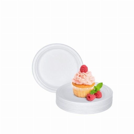 Jednorazové dezertné taniere z dužiny cukrovej trstiny, 18 cm, 50 ks
