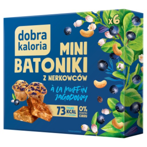 DOBRÉ KALÓRIE Zdravé tyčinky bez cukru Mini muffin čučoriedkový muffin 102g.