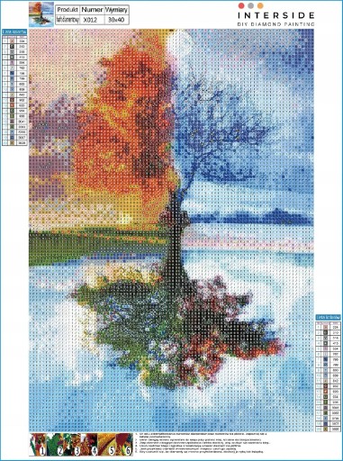 DIAMANTOVÁ VÝŠIVKA mozaika diamantová maľba strom sezón 30x40 cm