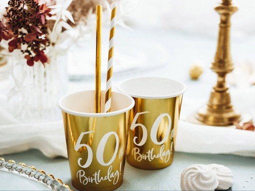 Poháre k 50. narodeninám, zlaté, 220 ml
