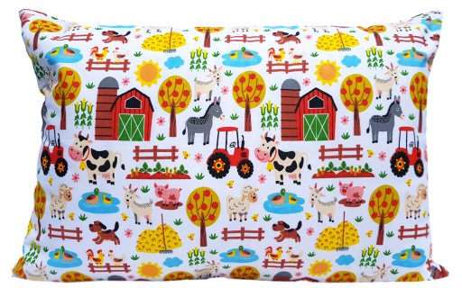 Detská obliečka na vankúšik so zvieratkami, traktor, farma, dedina, 40x60, bavlna, na spanie