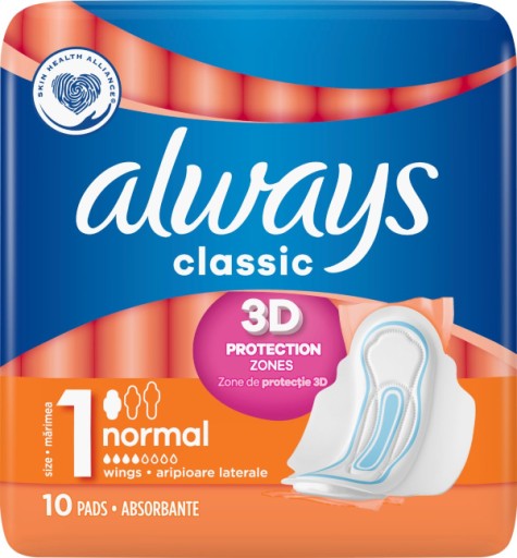 VŽDY Classic Normal hygienické vložky, krídelká, 10 ks.