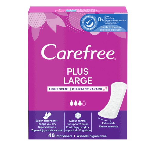 CAREFREE Plus Veľké hygienické vložky svieža vôňa 48 ks