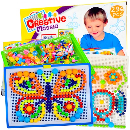 SADA KREATÍVNYCH PUZZLE KOLÍKOV HÚBA MONTESSORI 296 ELEMENTOV