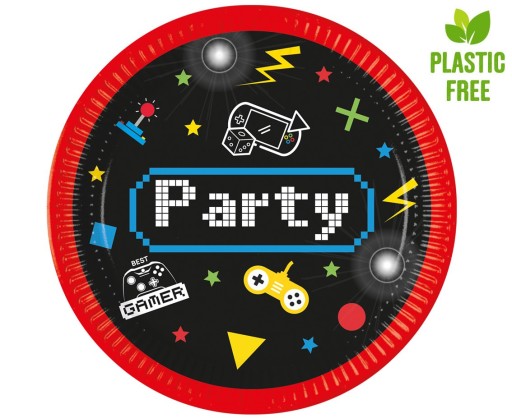 Gaming Party Herné papierové taniere 23 cm 8 ks.