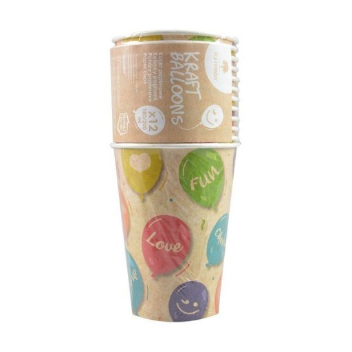 NARODENINOVÉ POHÁRKY KRAFT balóniky 180ml 12x