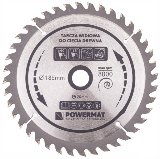 WIDIOWA Pílový kotúč na drevo 185 x 20 mm 40Z