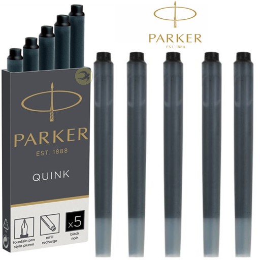 Atramentové náplne pre pero Parker, čierne, 5 ks.