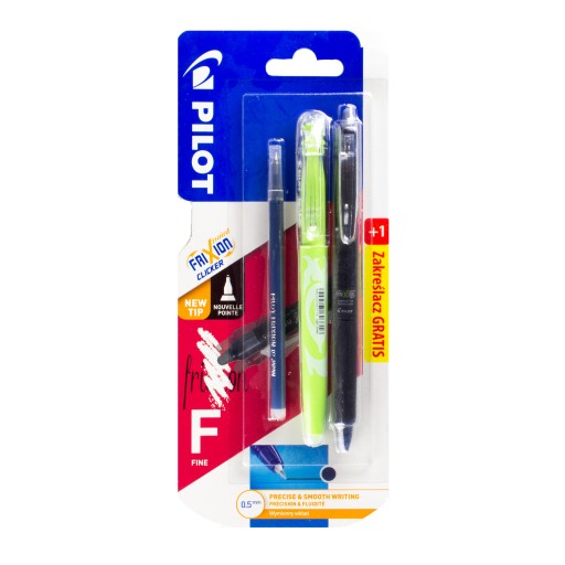 PILOT FRIXION Clicker 0,5 sada + zvýrazňovač + náplň