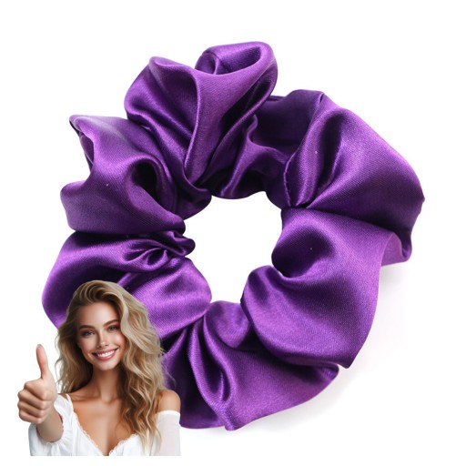 SATIN scrunchies gumička do vlasov, fialová, BEZPEČNÁ, lesklá, KOMFORTNÁ