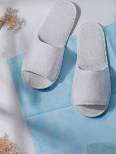 Hotelové papuče SPA FROTTE, JEDNORAZOVÉ, OTVORENÉ, 29 cm, BIELE - 1 PÁR