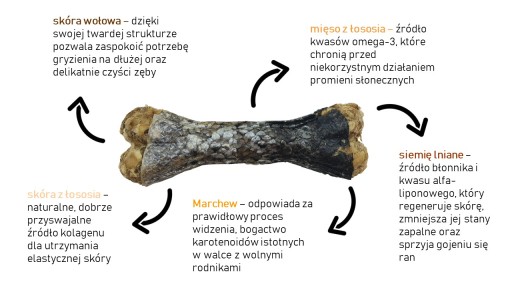 SITUOVANÝ MICHA ŽUVACÍ KOST PRE KRÁSNU POKOŽKU A SRSŤ 13,5CM S ZUBMI Z LOSOSA