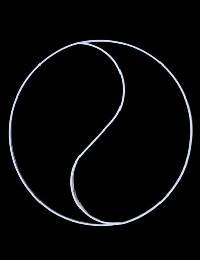 Biela kovová obruč na lapač snov Yin Yang, 30 cm