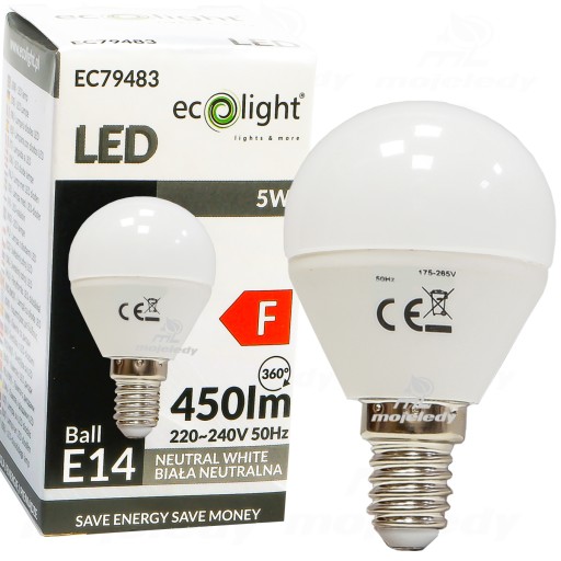 GOLFOVÁ loptička E14 LED žiarovka 5W 4000K 450lm guľa P45