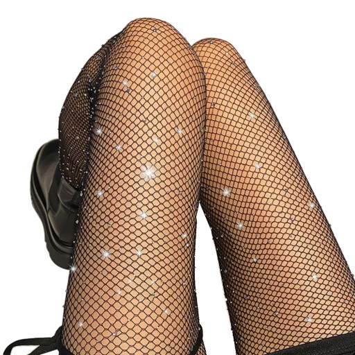 ZMYSELNÉ SEXY ČIERNE SIETENÉ PANČUCHY S MALÝMI OČAMI
