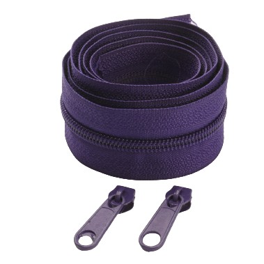 Páska na špirálový zips 5mm, FIALOVÁ, 1m + jazdca