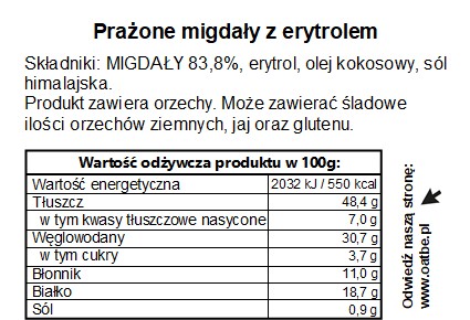 OATBE KETO Pražené mandle s erytritolom | Bez pridaného cukru |