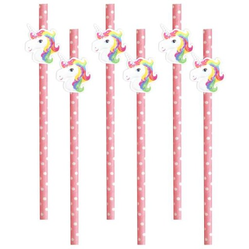 Rainbow UNICORN slamky UNICORN ružové S BODKAMI x6