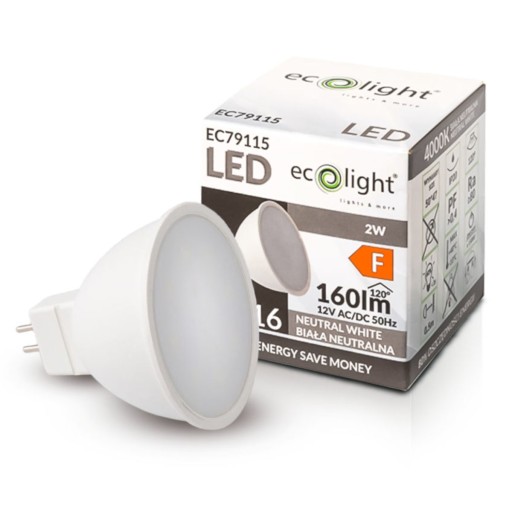 LED žiarovka MR16 12V 2W = 20W 160lm Neutrál