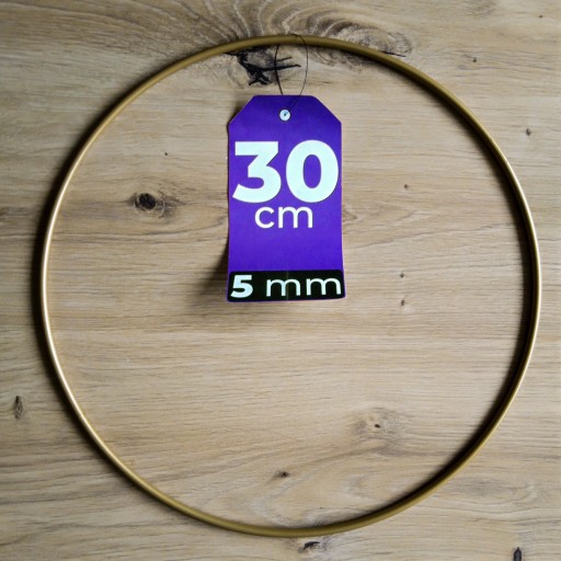 Lapač snov, HRUBÁ, MATNÁ ZLATÁ obruč, 30 cm, drôt 5 mm