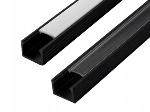 ČIERNY POVRCHOVÝ PVC PROFIL pre LED 1m + LAMPA
