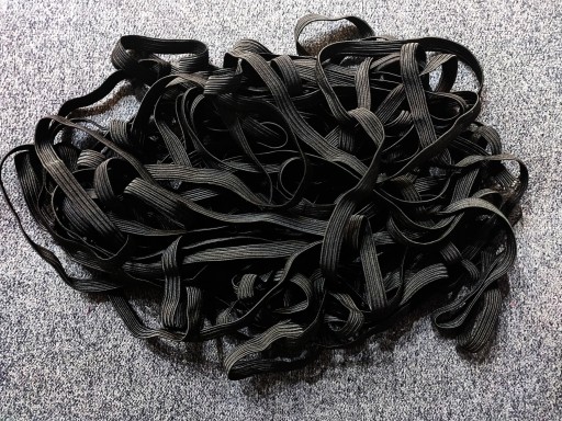 GUMA NA MASKY, plochá, 7mm, ČIERNA, 3,8m