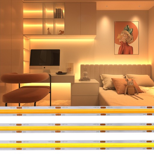 Neónový COB LED pás 24V 1m 320 diód 3000K TEPLÝ BIELY HOMOGÉN 8MM
