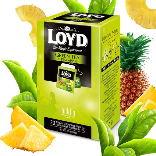 Zelený čaj s ananásom pre gastronómiu Horeca Zelený čaj 20 LOYD obálok
