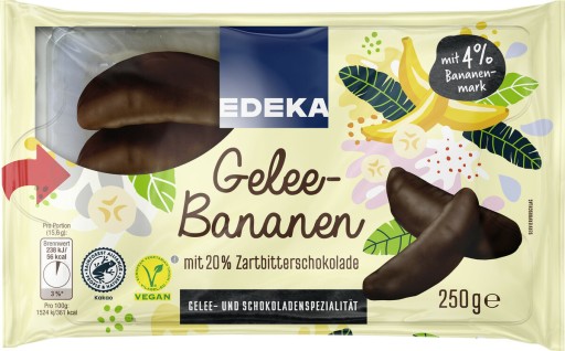 Edeka Gelee-Bananen želé v čokoláde 250 g.