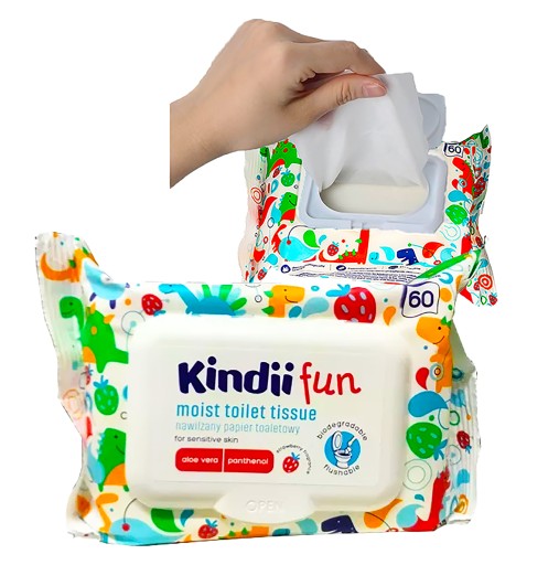 Vlhčené obrúsky s vôňou KINDII FUN, balenie 60 ks