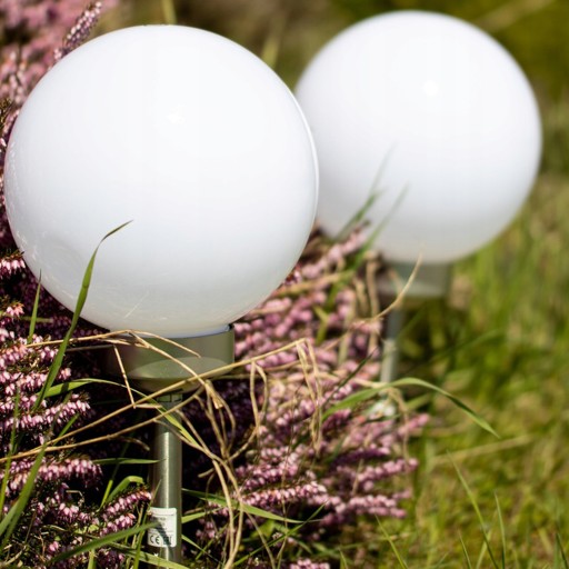 LED solárne záhradné svietidlo, biela guľa, 15 cm, zásuvné