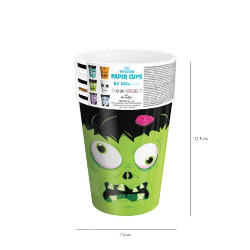 Halloweenske hrnčeky Monsters 9cm 6ks. ZOMBIE VAMPIRE