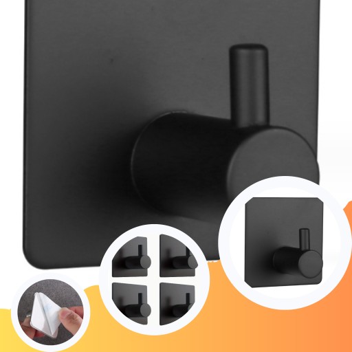 ČIERNA KÚPEĽŇOVÁ ÚCHYTKA NA UTERÁK, SAMOLEPIACA x4 ELEGANTNÁ SADA