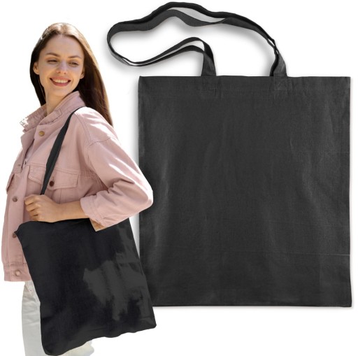 NÁKUPNÁ TAŠKA 38x42 ČIERNA BAVLNA EKO POĽSKO