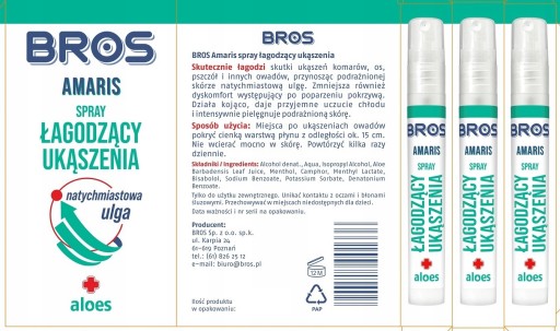 BROS Amaris sprej upokojujúci bodnutie hmyzom - komáre, včely a osy - 9 ml