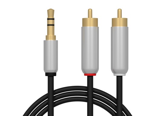 KÁBEL 2X RCA CINCH - JACK 3,5MM ZLATÝ ZLATÝ 1,5M