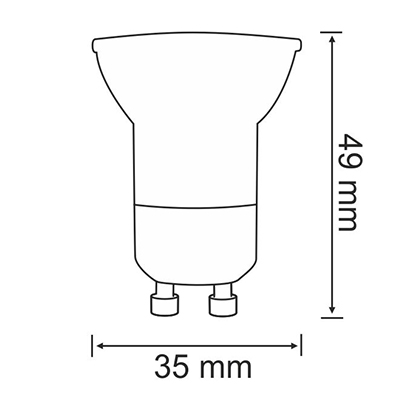 Mini GU10 LED žiarovka 1,9W = 17W 150lm 105° 3000K