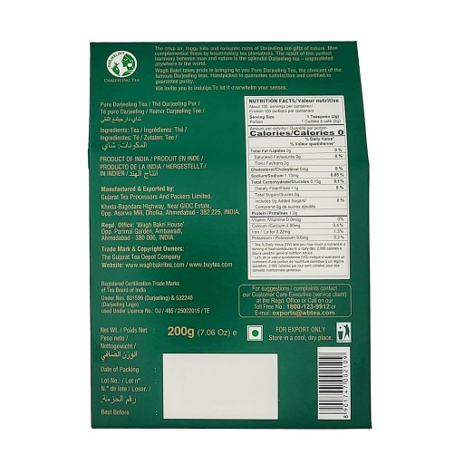 Čistý čaj Darjeeling Wagh Bakri 200g
